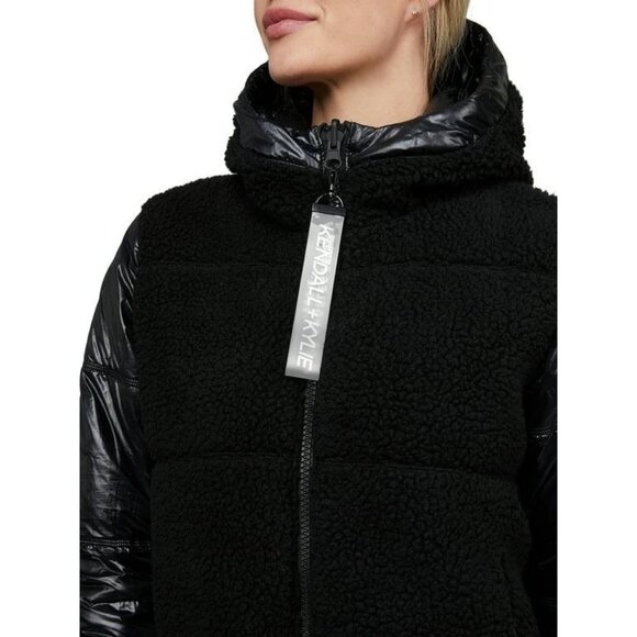 Kendall & Kylie reversible thick winter snow puffer Sherpa jacket coat bomber - Picture 2 of 14